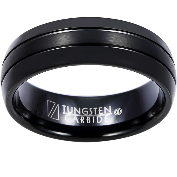 Cambridge Black Tungsten Carbide 8mm 3-row Comfort-fit Wedding Band