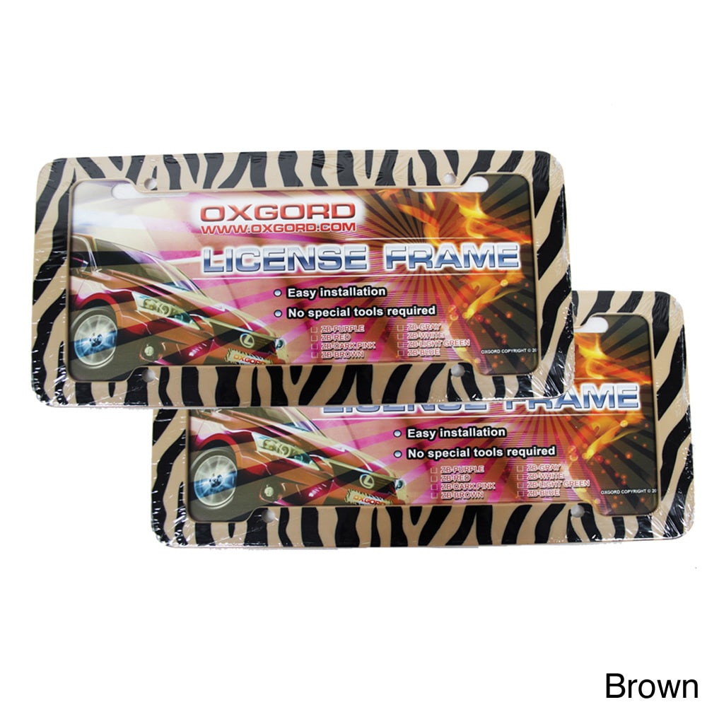 Zebra/ Tiger Striped Plastic Auto License Plate Frames For Front And Rear (set Of 2)