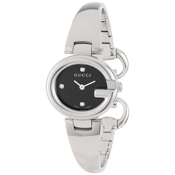 Gucci Women's YA134505 'Guccisima' Black Diamond Dial Stainless Steel Quartz Watch Gucci Women's Gucci Watches