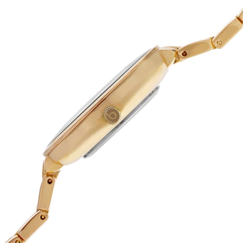 Burgi Women's Mother of Pearl Diamond-Accented Brass Chain Gold-Tone Watch