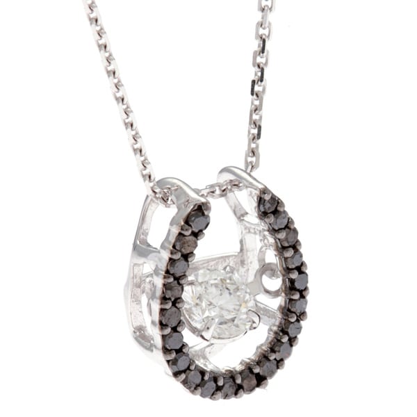 Black Diamond Dangling Heart Pendant 1//3ct 10k White Gold