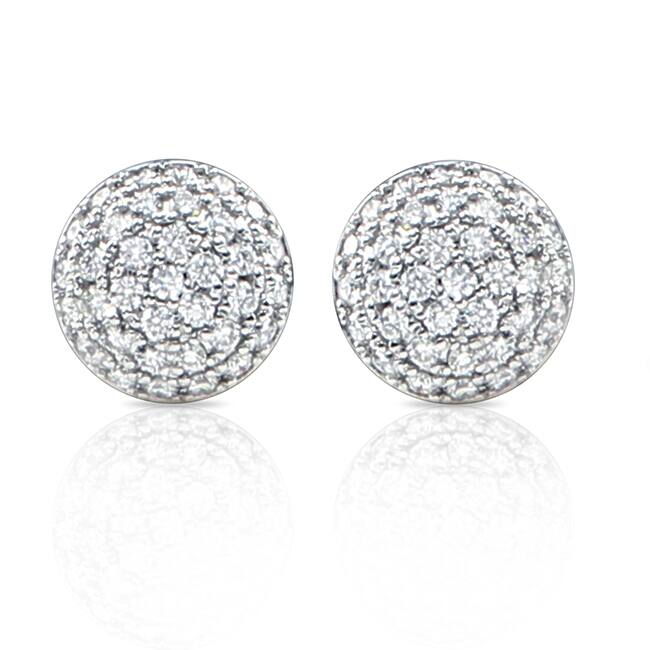 Auriya 14k White Gold 2ct TDW Diamond Pave Ball Earrings