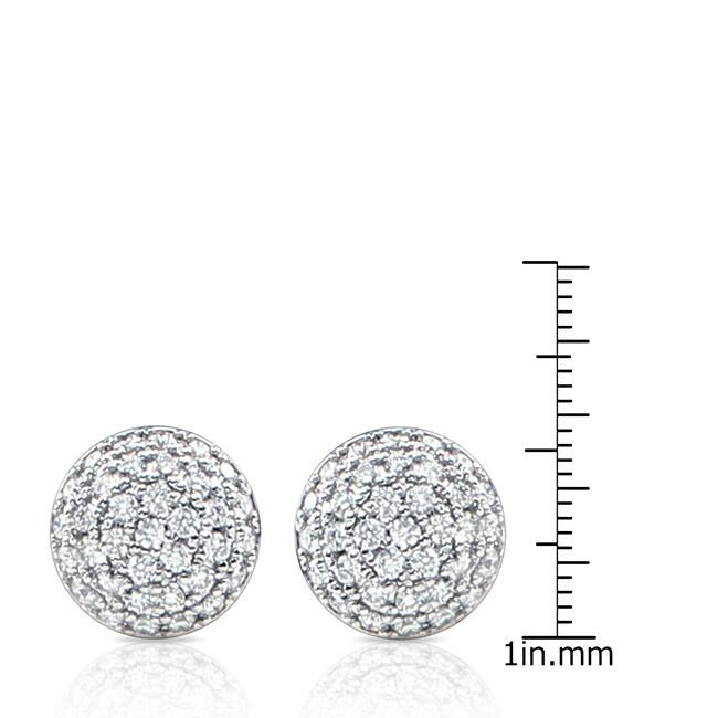 Auriya 14k White Gold 2ct TDW Diamond Pave Ball Earrings
