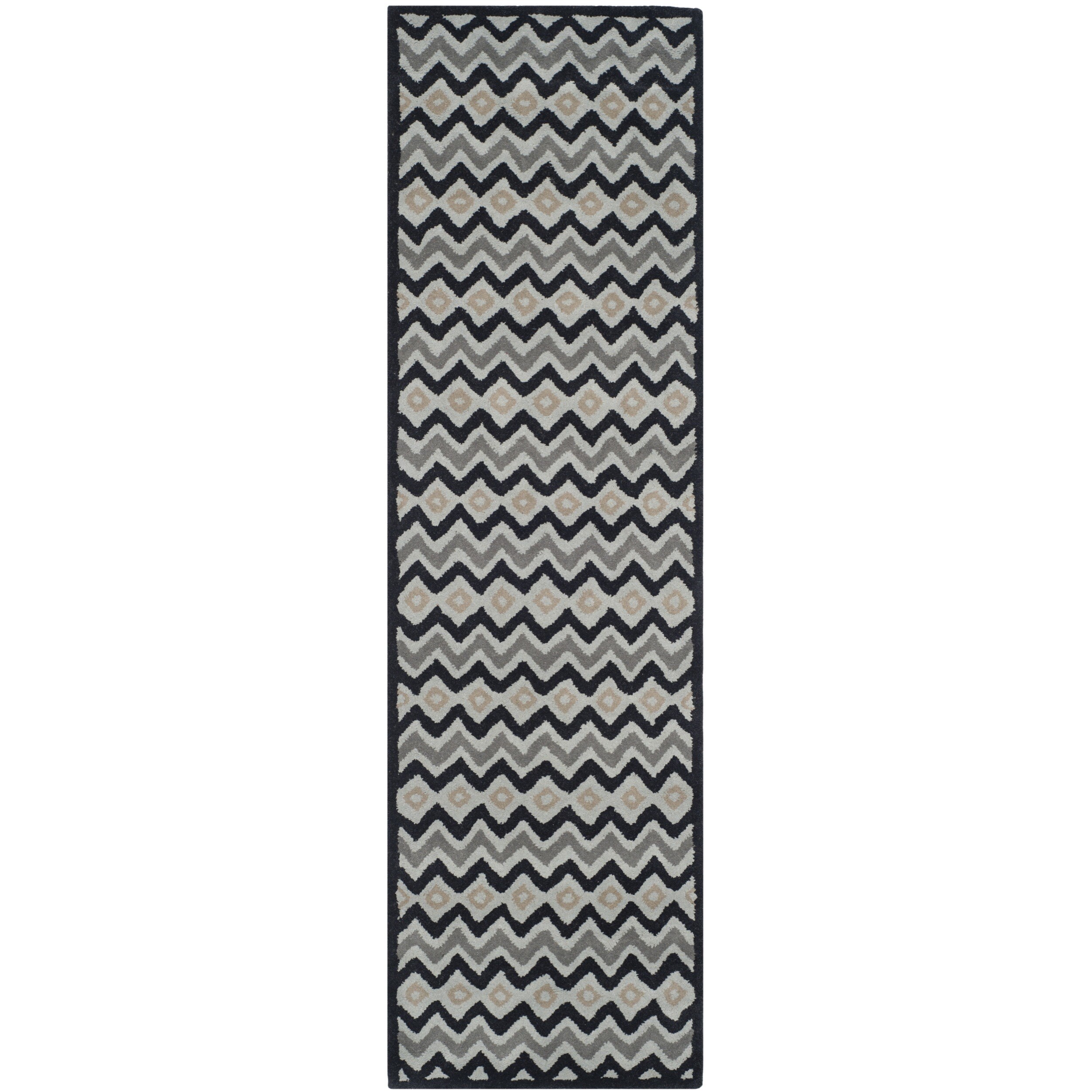 Isaac Mizrahi By Safavieh Black Cravat Grey/ Black Wool Rug (23 X 8)