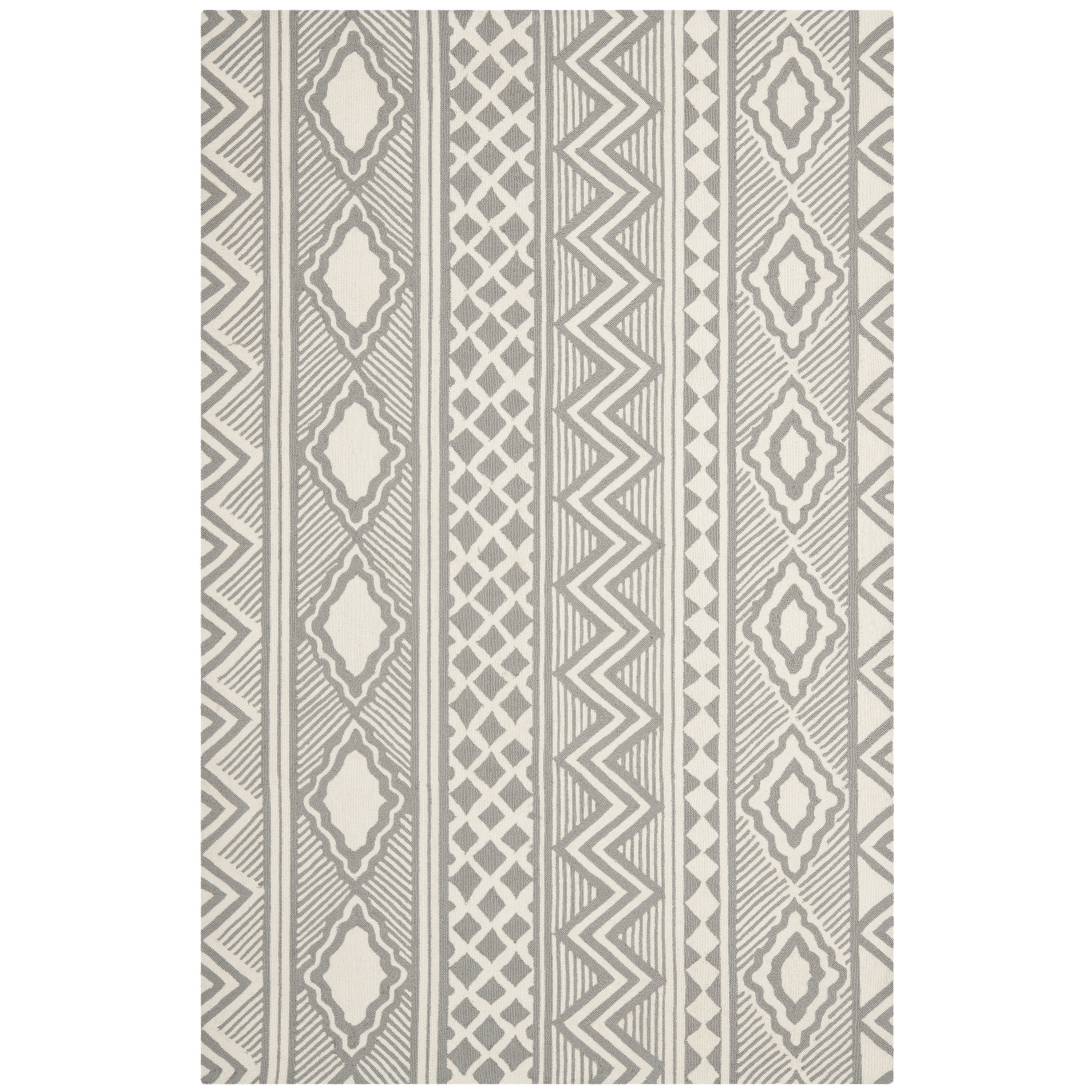 Isaac Mizrahi By Safavieh Santa Fe Trails Grey/ Ivory Wool Rug (5 X 8)