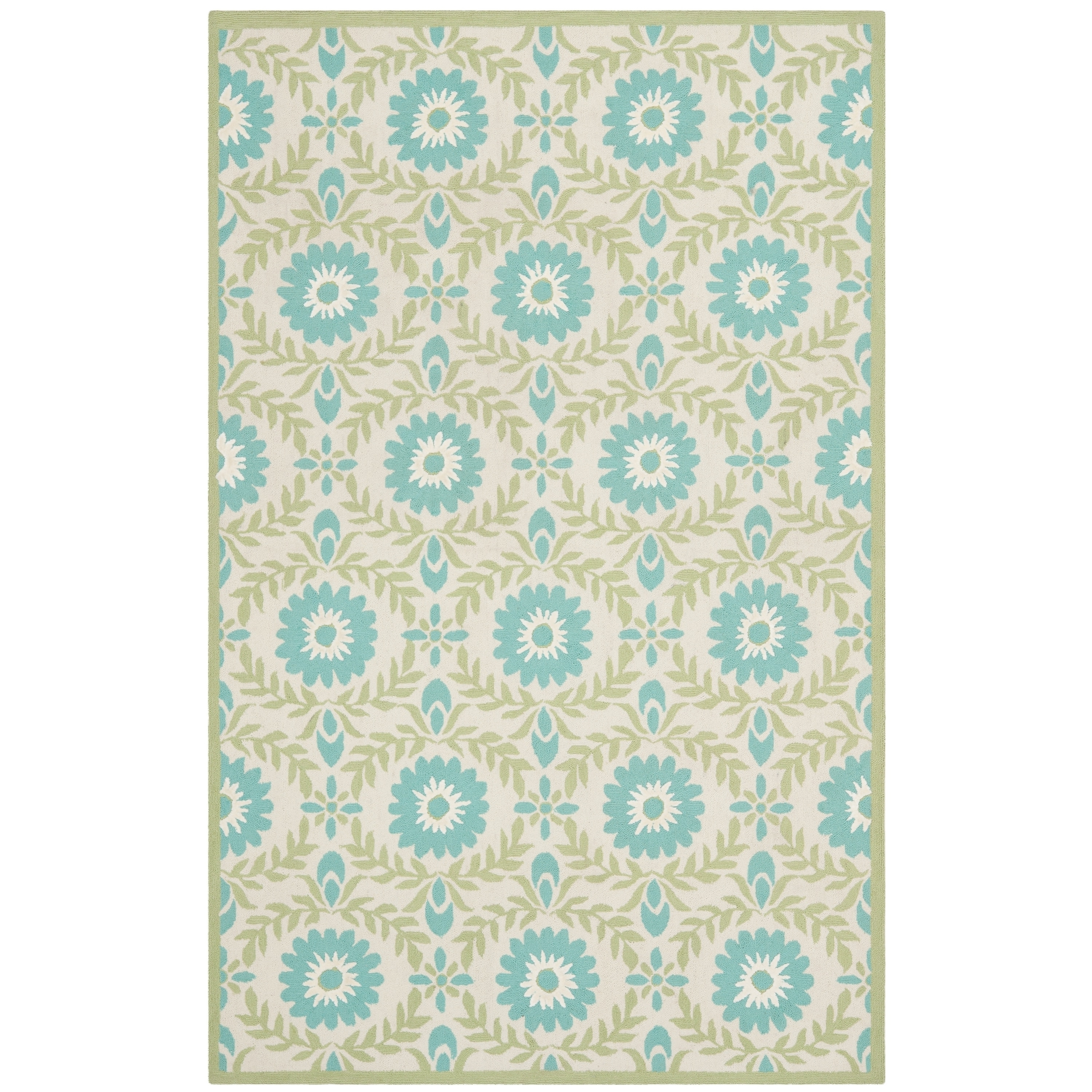 Isaac Mizrahi By Safavieh Wreath Floral Blue/ Creme Wool Rug (5 X 8)