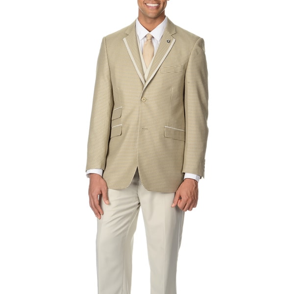 Stacy Adams Men's Tan Plaid 4-piece Vested Suit - 16152268 - Overstock ...
