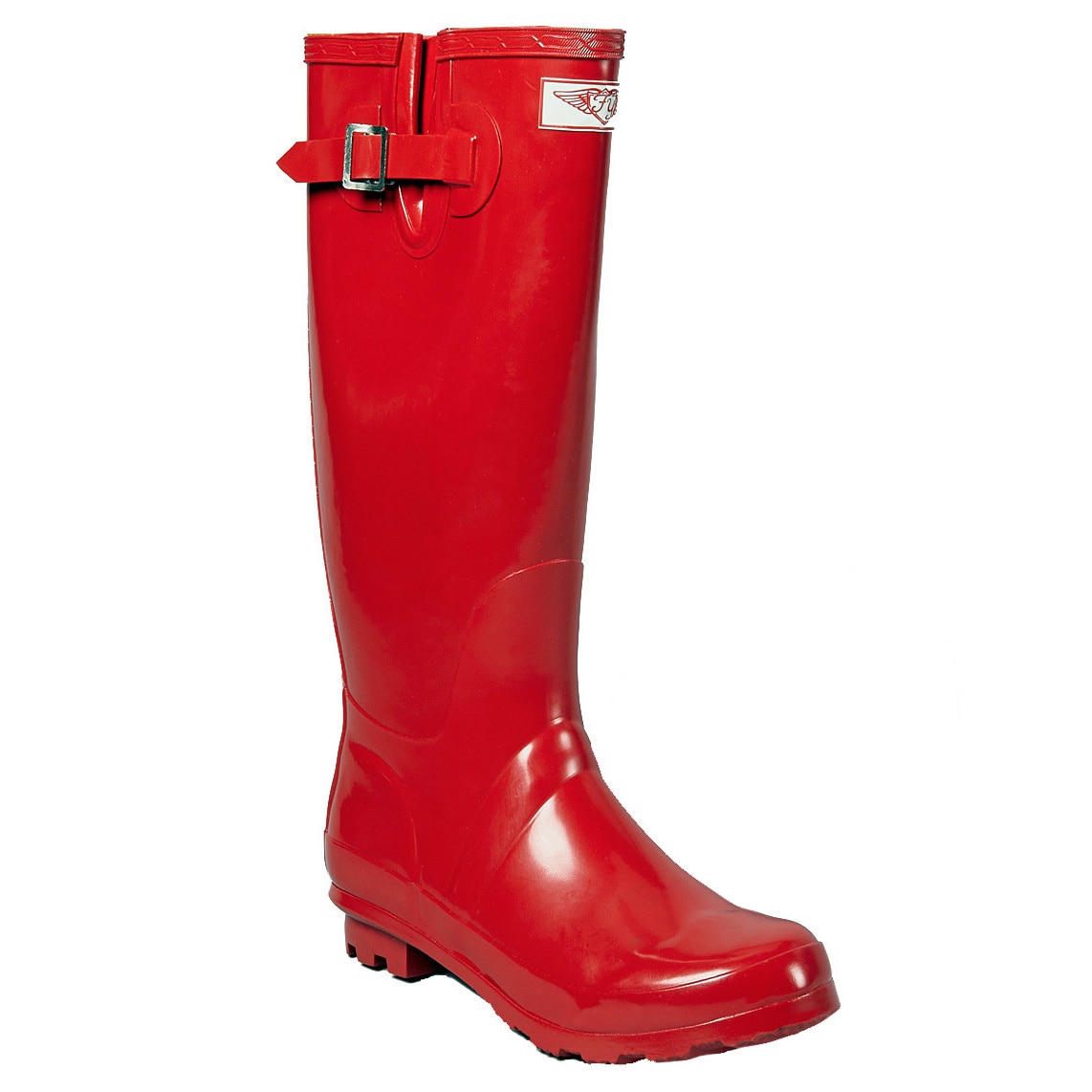 tall red rain boots