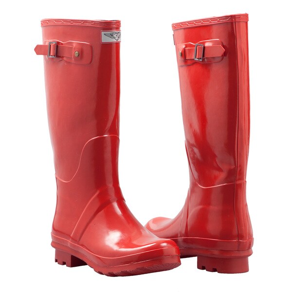tall red rain boots