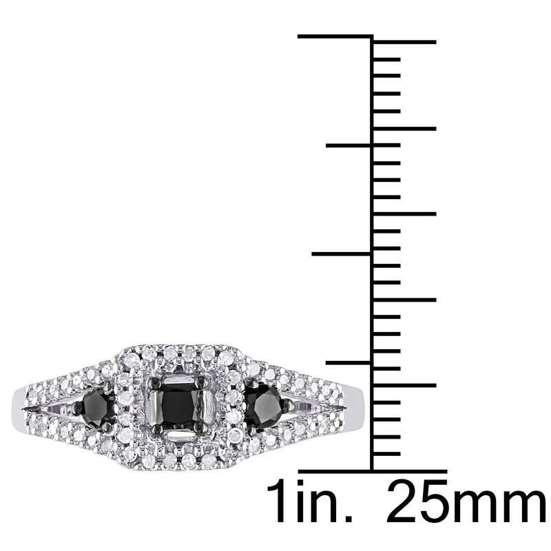 Miadora Sterling Silver 1/2ct TDW Black and White Diamond Ring