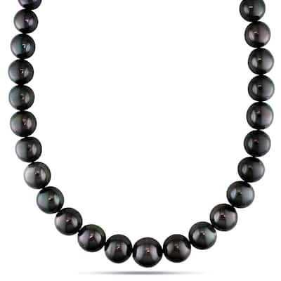 Miadora Signature Collection 14k White Gold Tahitian Pearl and Diamond Accent Necklace (13-14 mm)