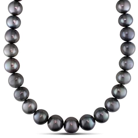 Miadora Signature Collection 14k White Gold Tahitian Pearl and Diamond Accent Necklace (15-18 mm)