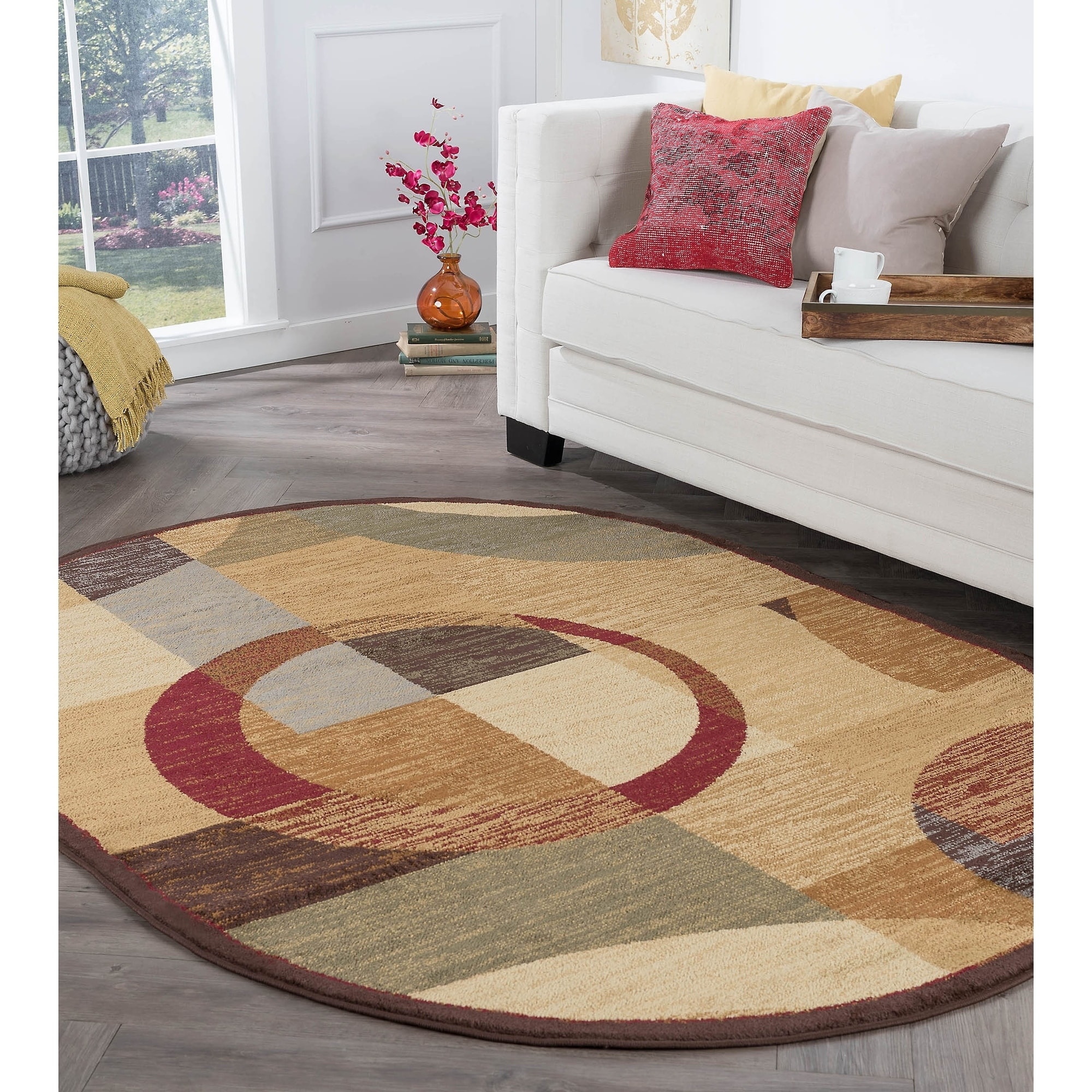 Rhythm 105110 Multi Oval Contemporary Area Rug (53 X 73)