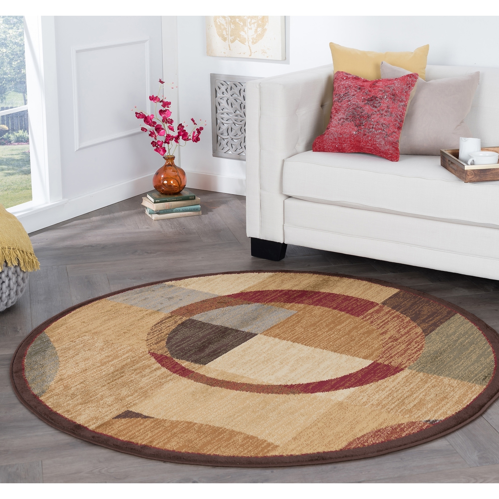 Rhythm 105110 Multi Contemporary Area Rug (5 3 Round)