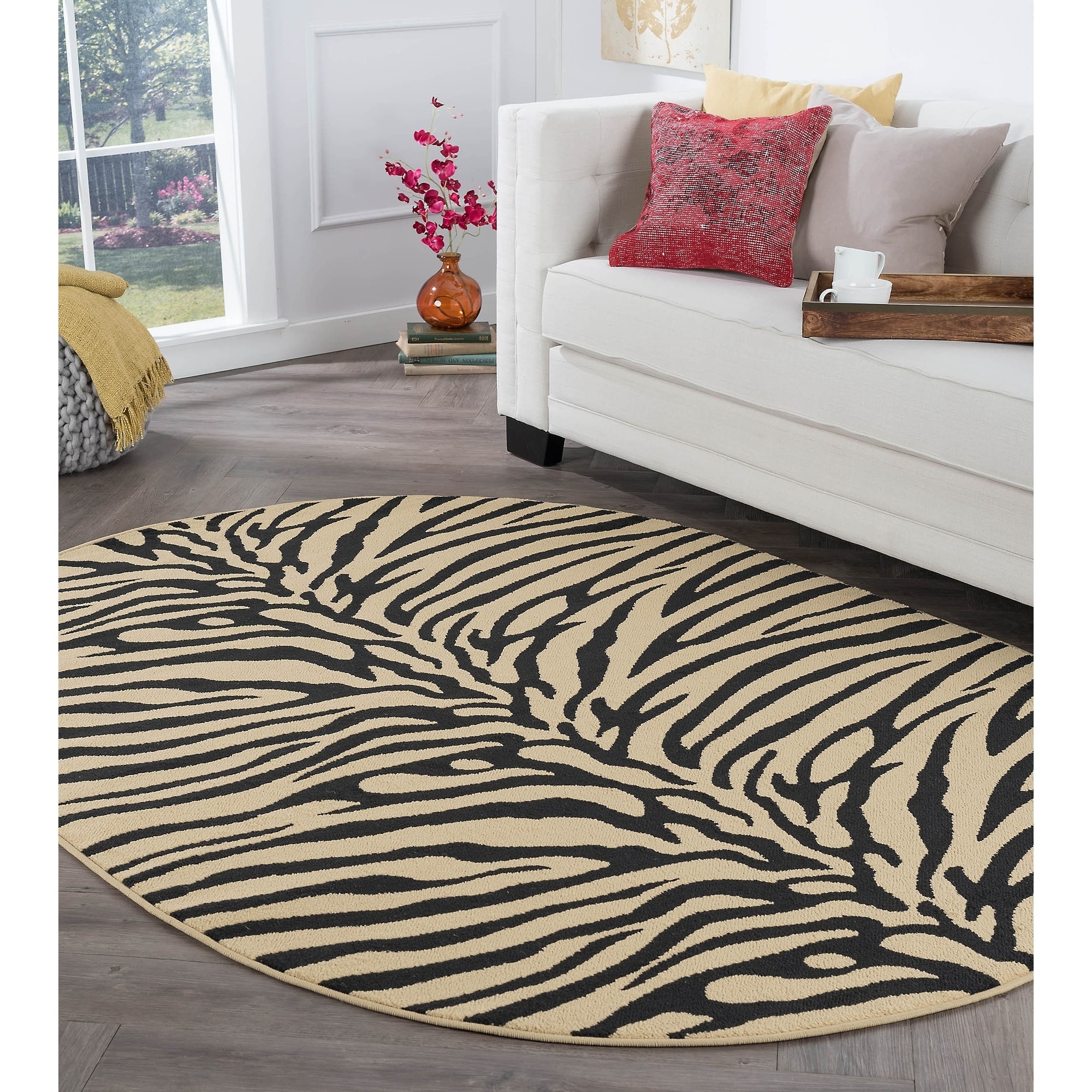 Rhythm 105162 Beige Transitional Area Rug (5 3 X 7 3 Oval) (BeigeSecondary Colors BlackShape OvalTip We recommend the use of a non skid pad to keep the rug in place on smooth surfaces.All rug sizes are approximate. Due to the difference of monitor colo