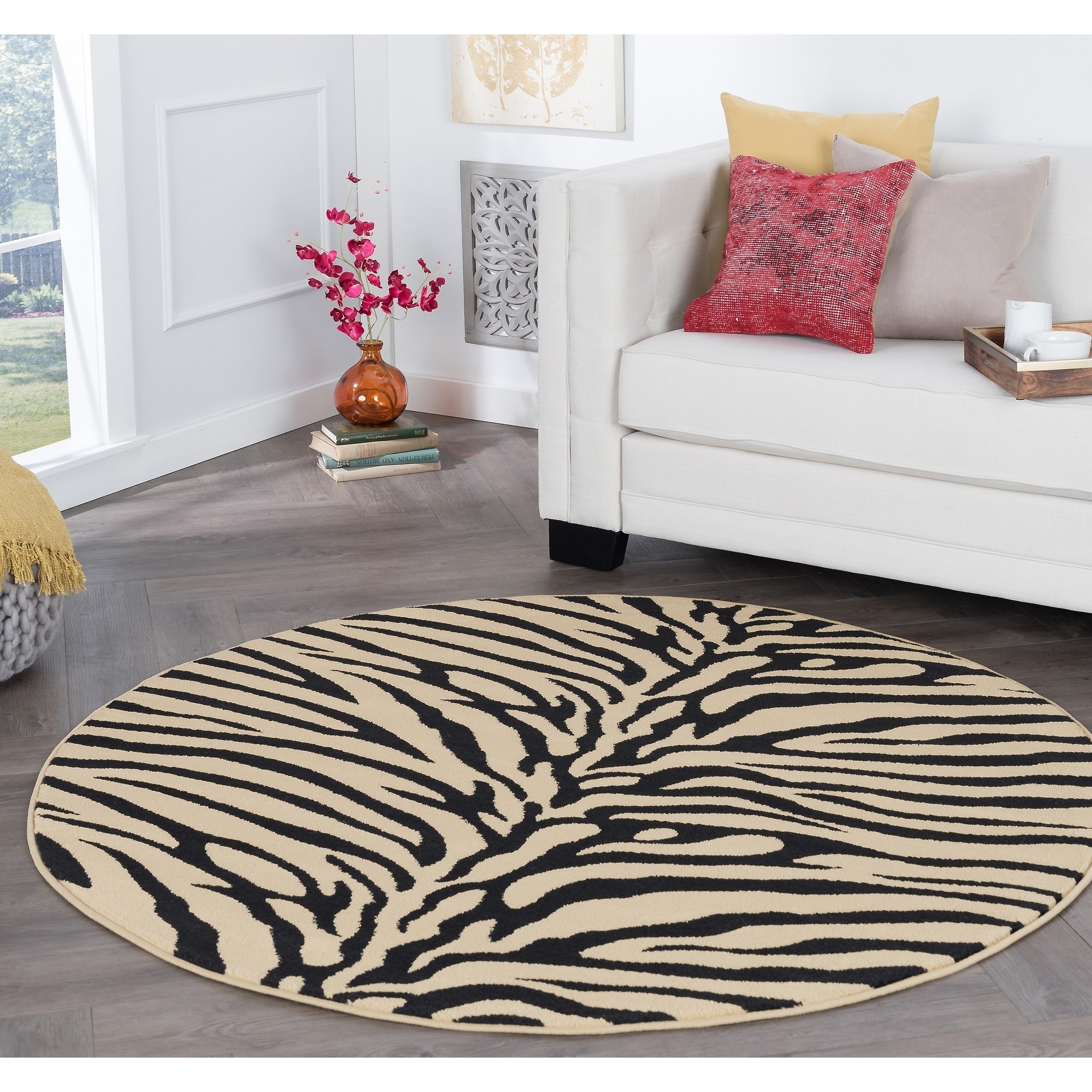 Rhythm 105162 Beige Transitional Area Rug (5 3 Round)