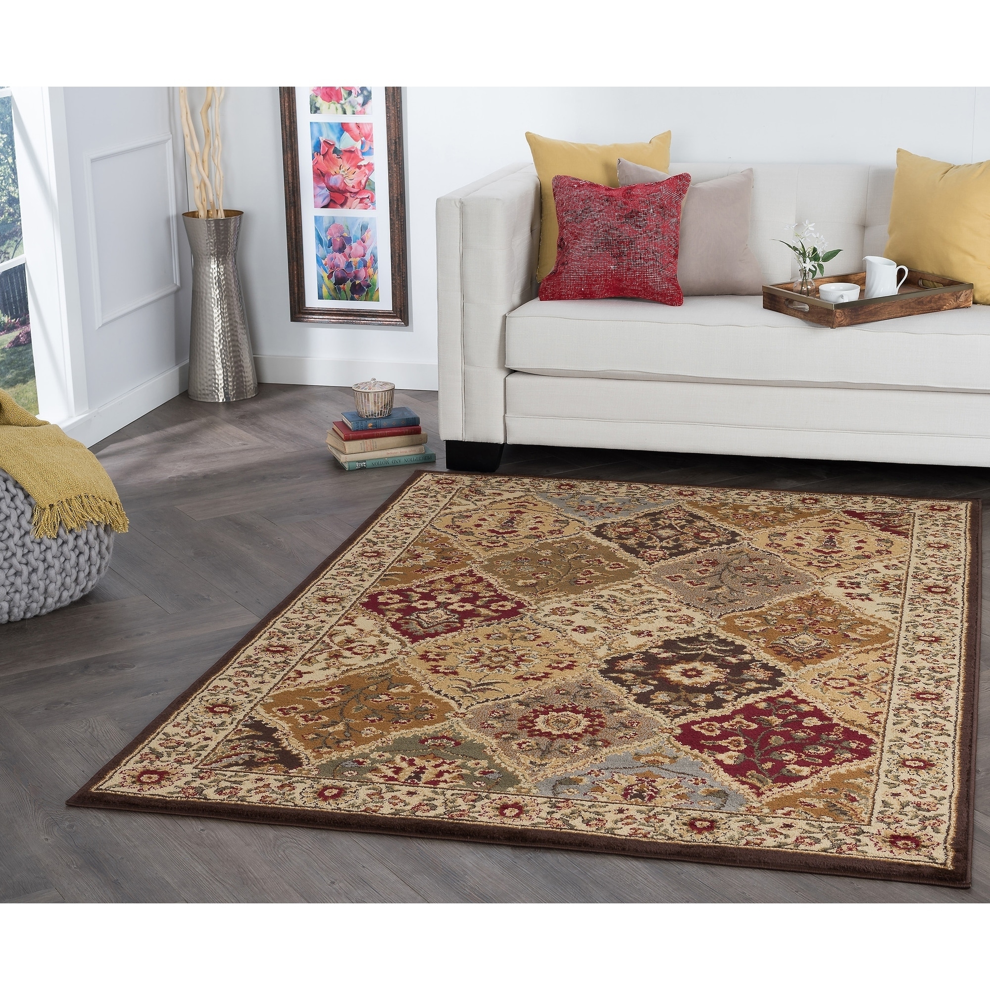 Rhythm 105120 Multi Traditional Area Rug (9 3 X 12 6)