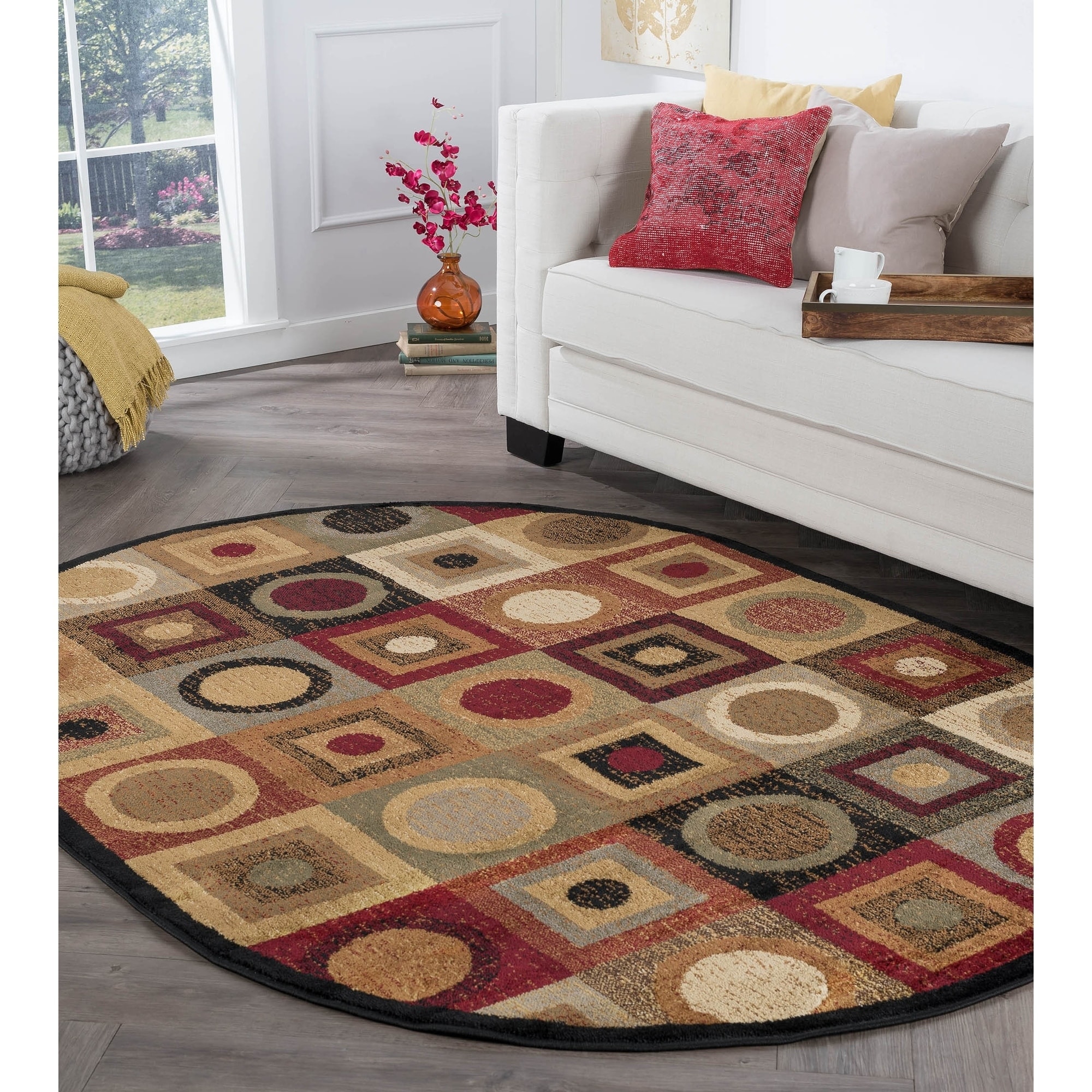 Rhythm 105130 Multi Contemporary Area Rug (5 3 X 7 3 Oval)