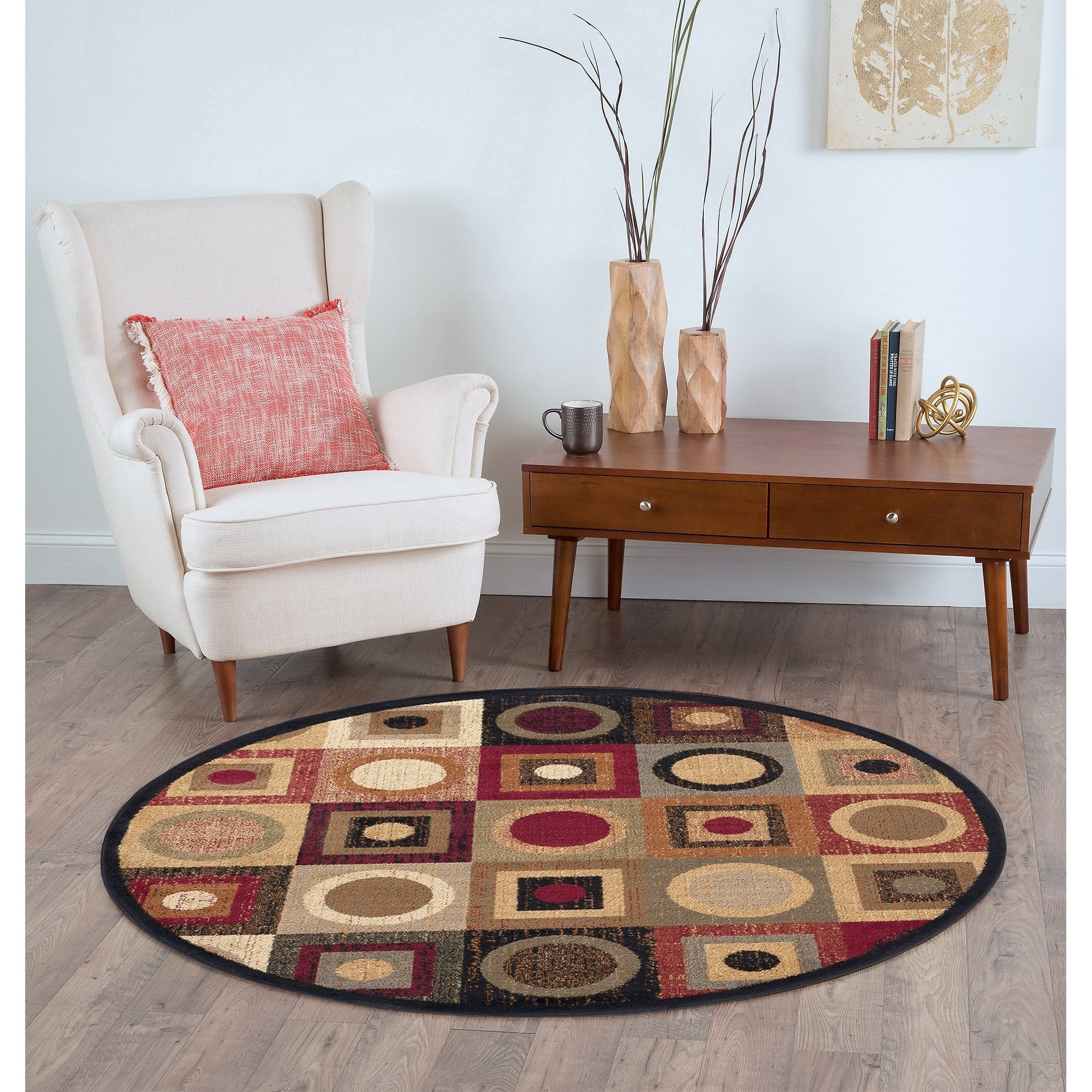 Rhythm 105130 Multi Contemporary Area Rug (5 3 Round)