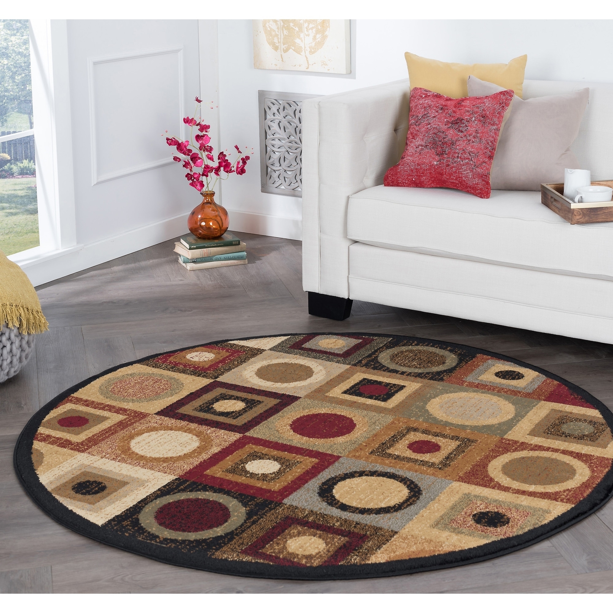 Rhythm 105110 Multi Contemporary Area Rug (7 10 Round)