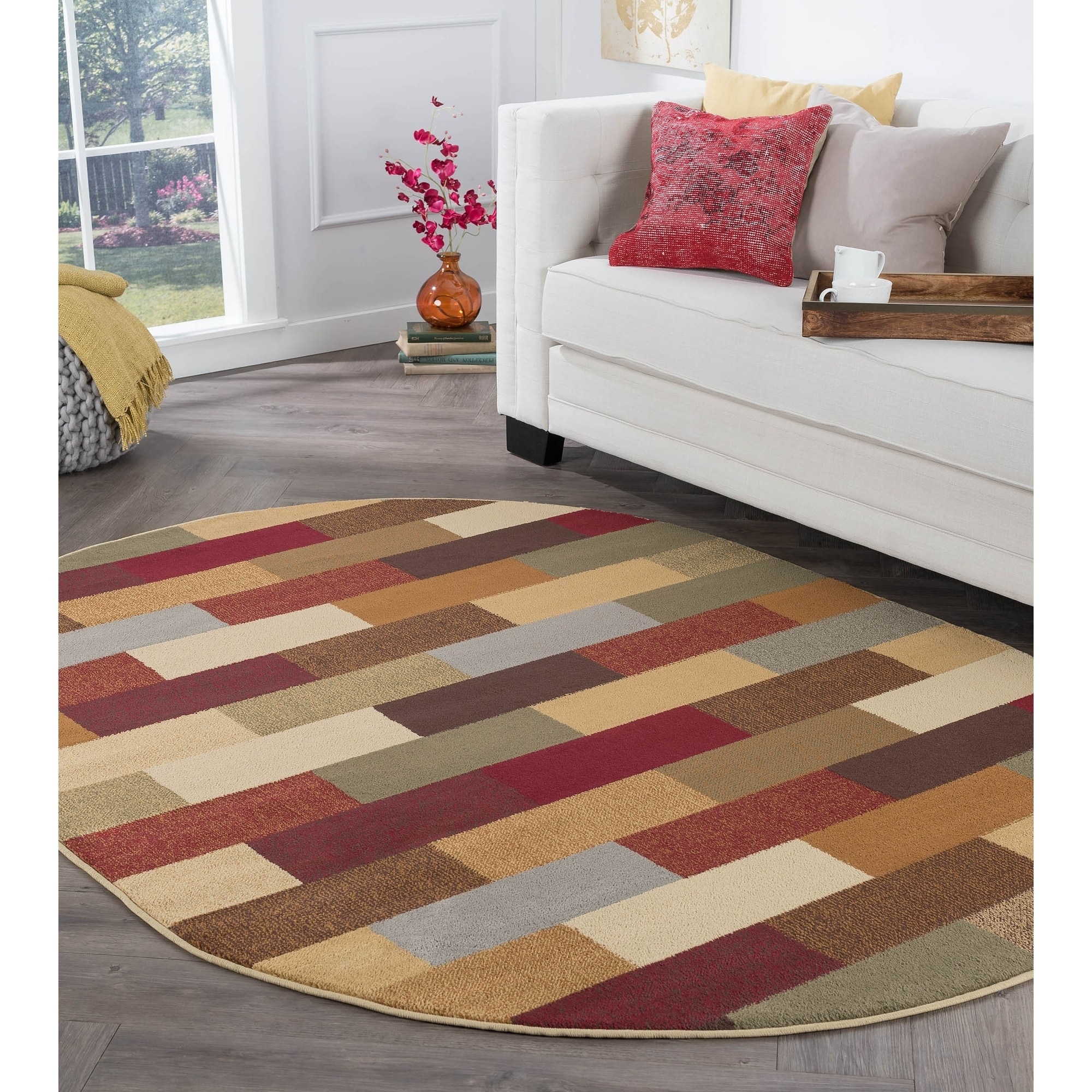 Rhythm 105180 Multi Contemporary Area Rug (5 3 X 7 3 Oval)