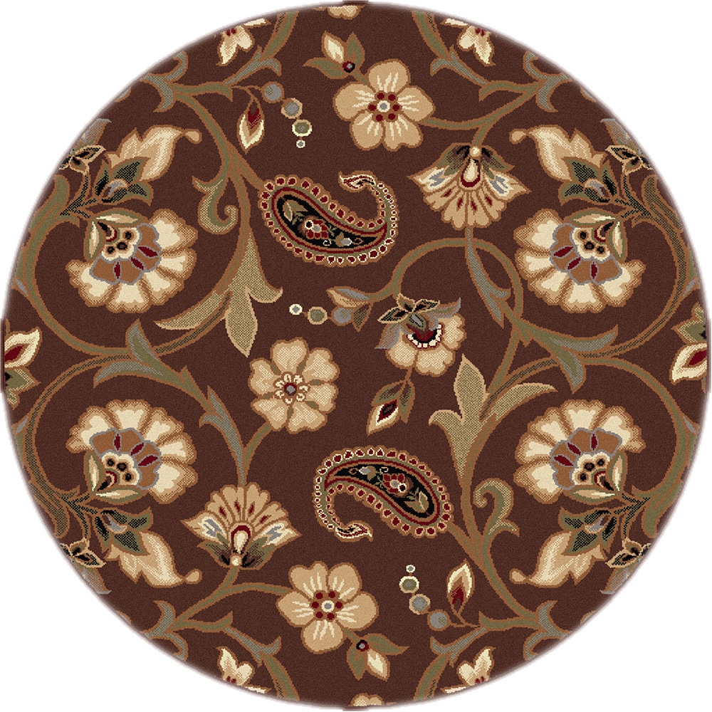 Rhythm 105328 Brown Transitional Area Rug (5 3 Round)