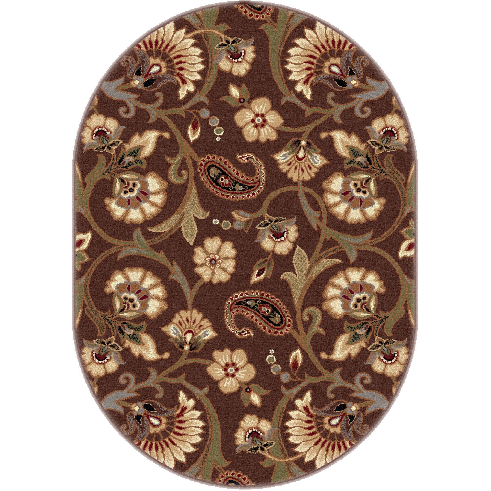 Rhythm 105328 Brown Transitional Oval Area Rug (67 X 96)