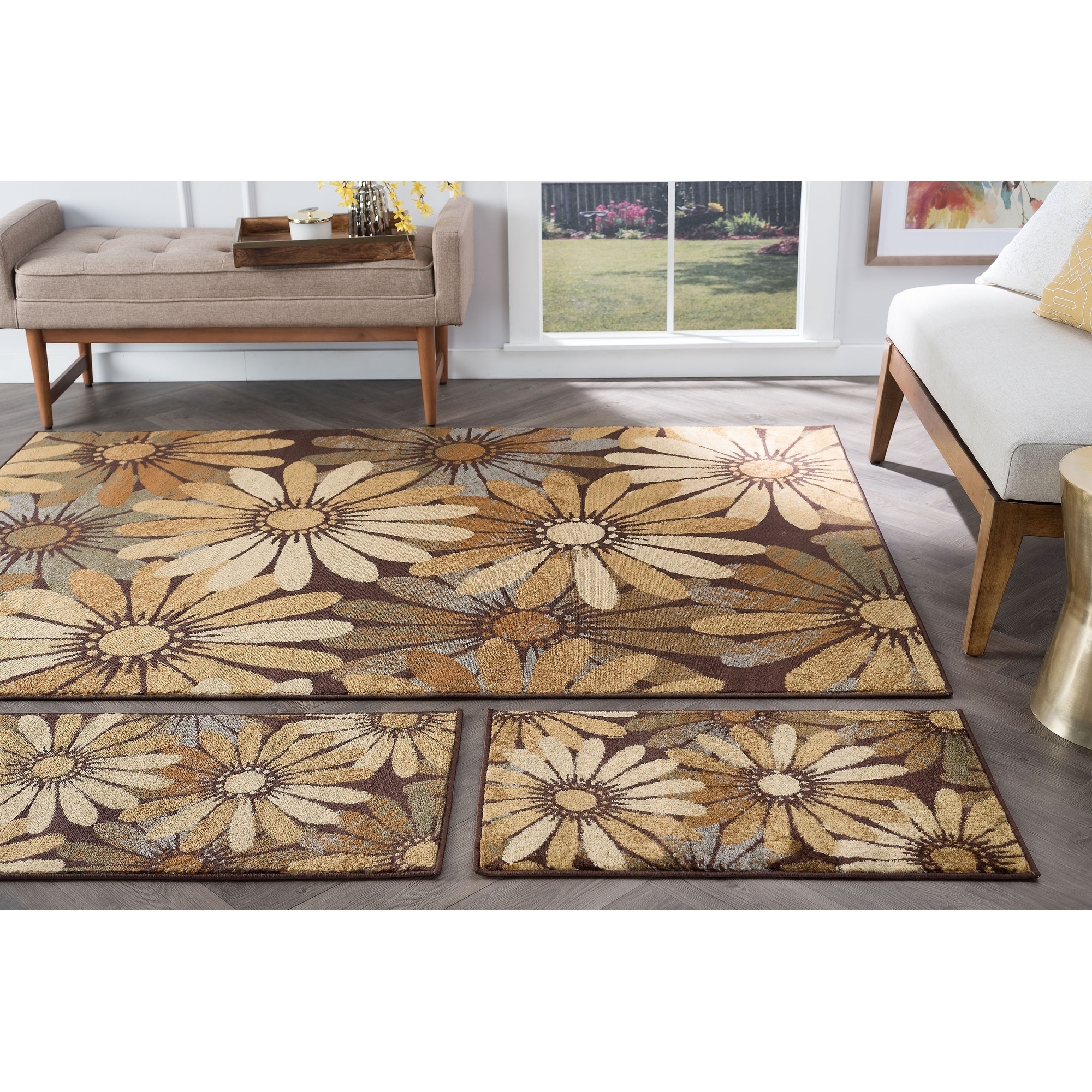 Rhythm 105350 Multicolor 3 piece Rug Set Contemporary Area Rug