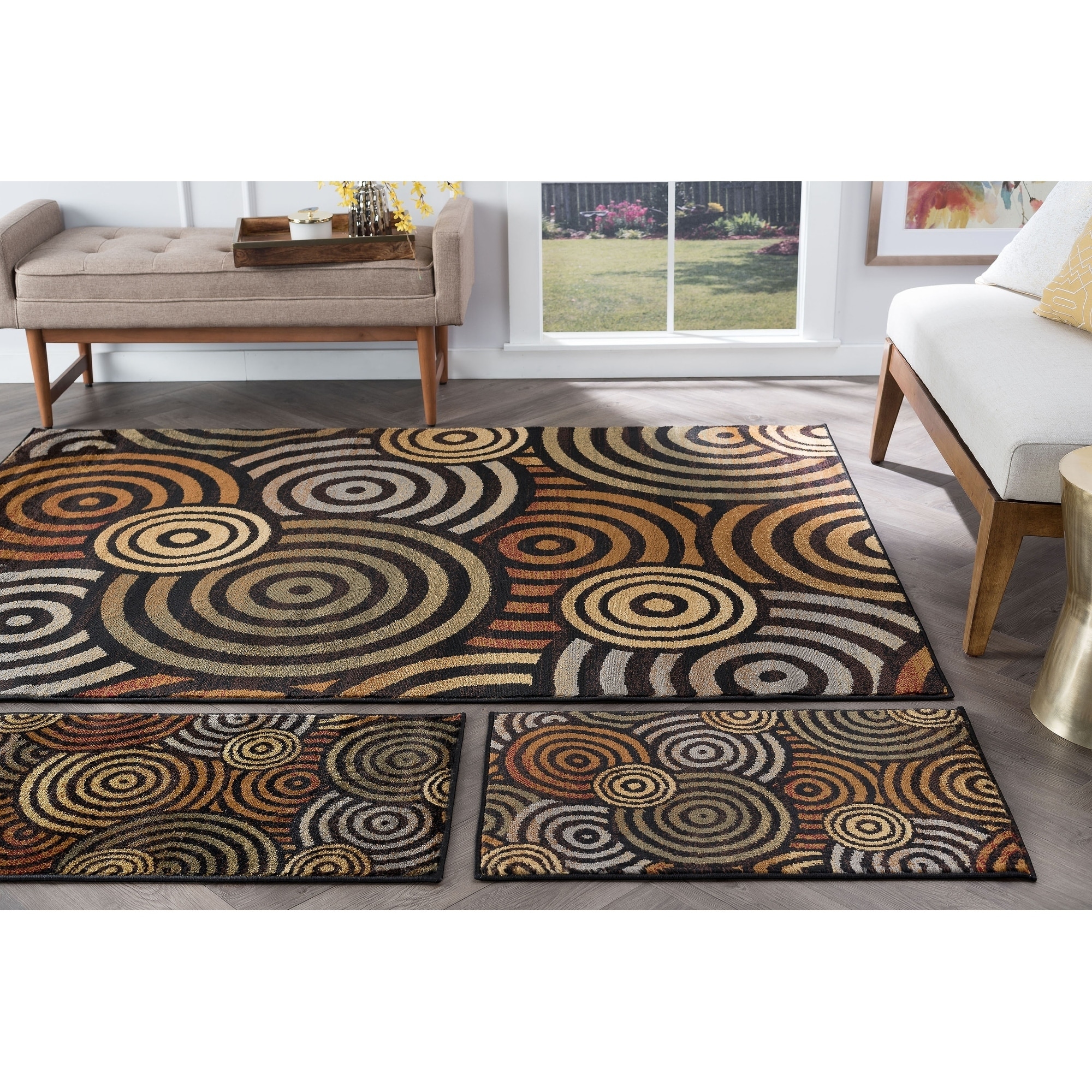 Rhythm 105360 Multi 3 piece Contemporary Area Rug Set