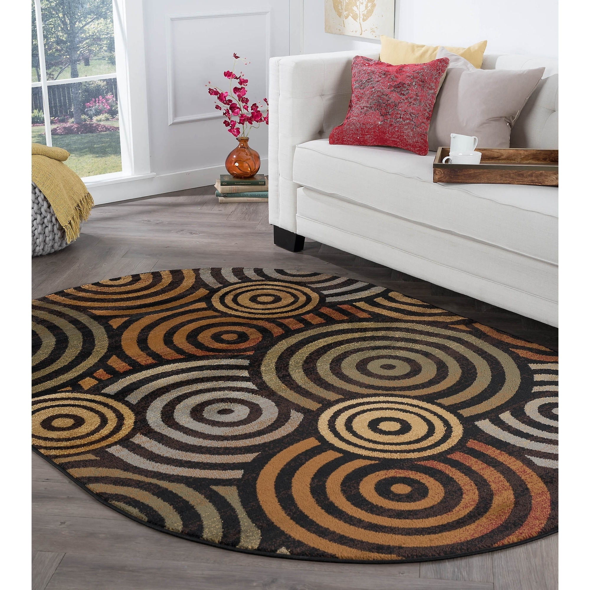 Rhythm 105360 Multi Contemporary Area Rug (5 3 X 7 3 Oval)