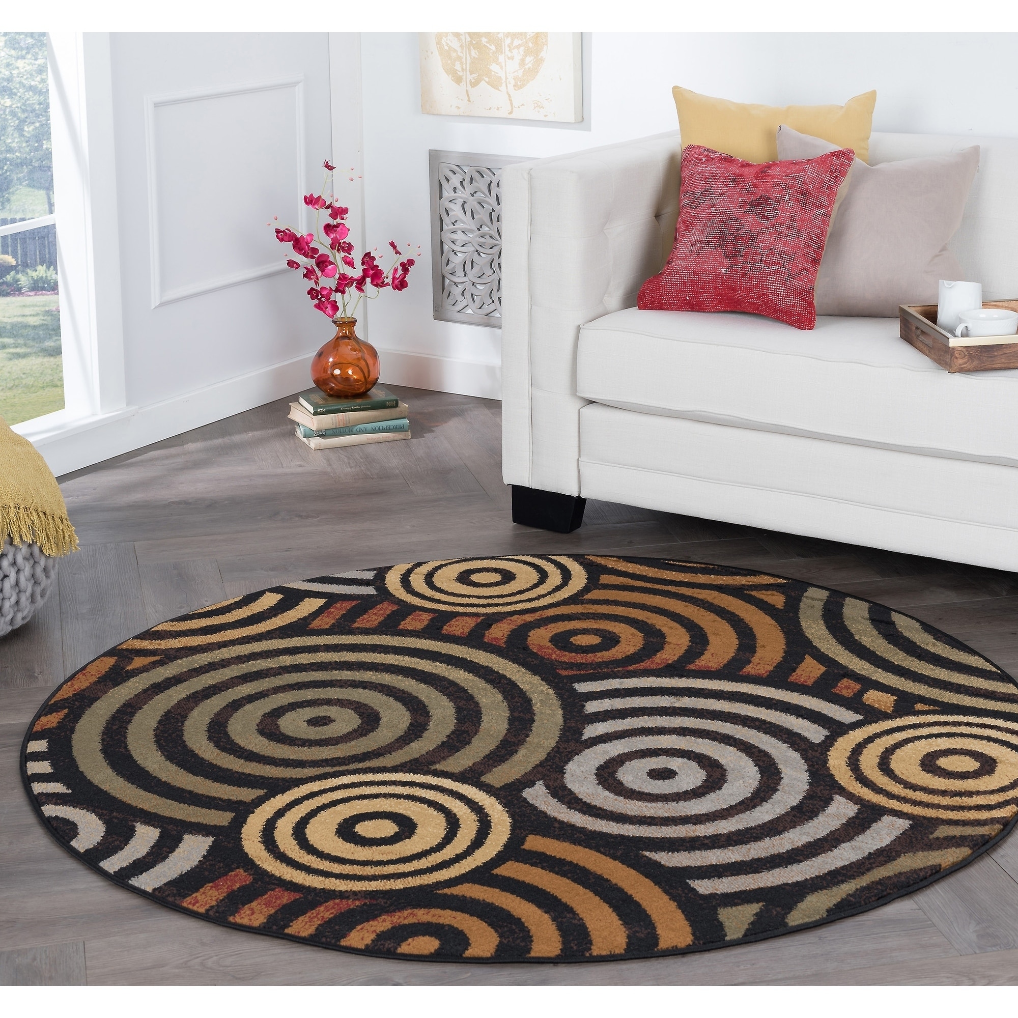 Rhythm 105360 Multi Contemporary Area Rug (5 3 Round)