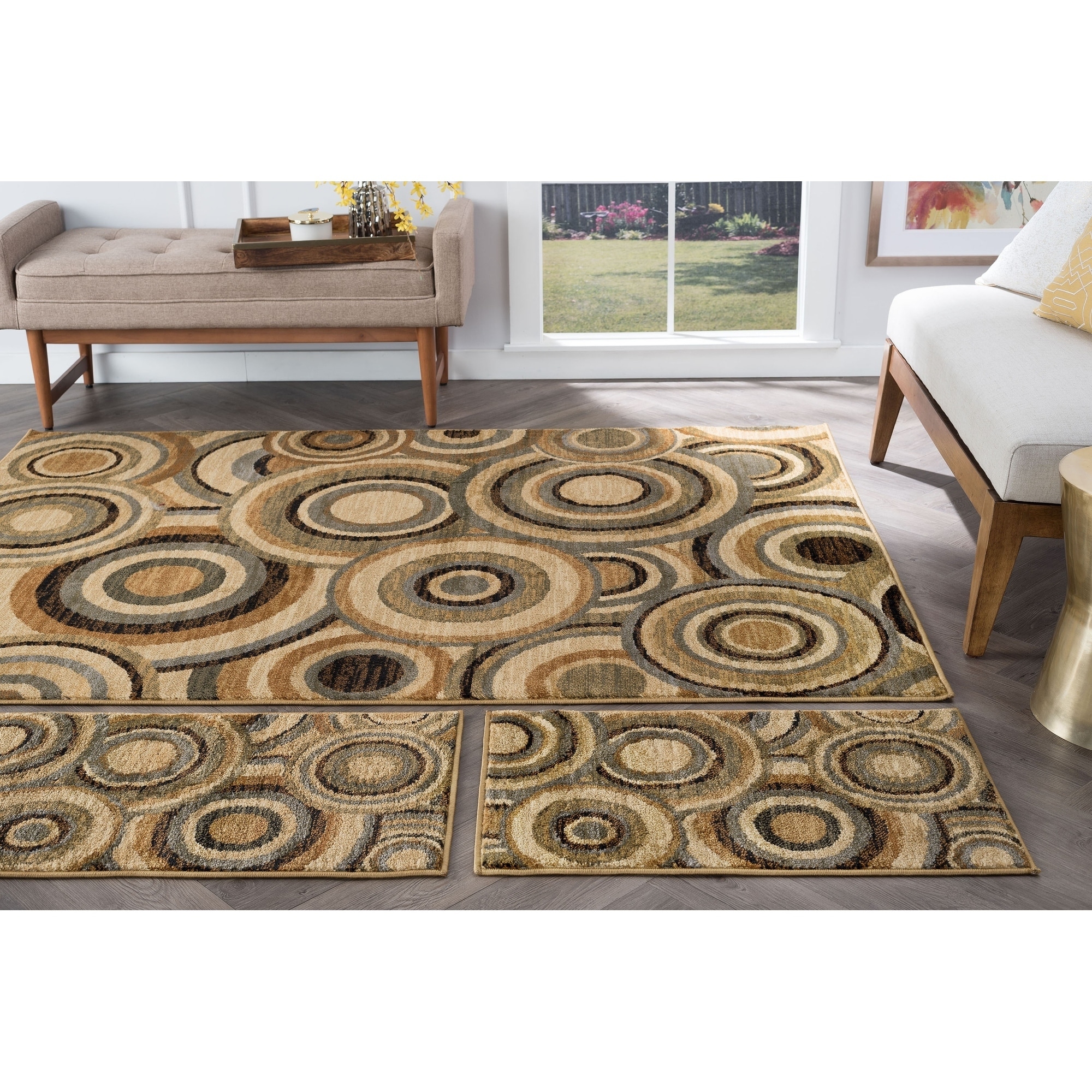 Rhythm 105382 Multi 3 piece Contemporary Area Rug Set