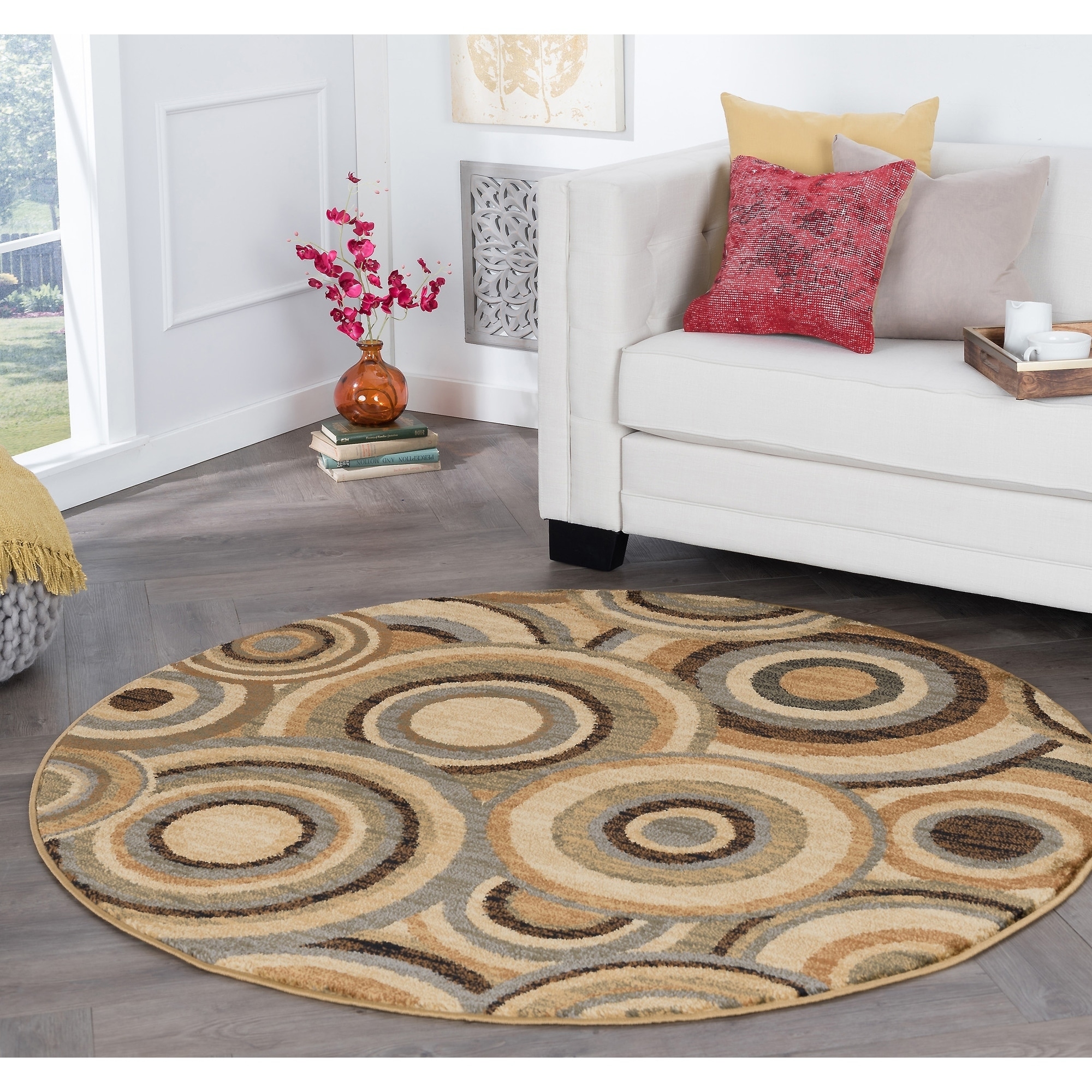 Rhythm 105382 Multi Contemporary Area Rug (5 3 Round)