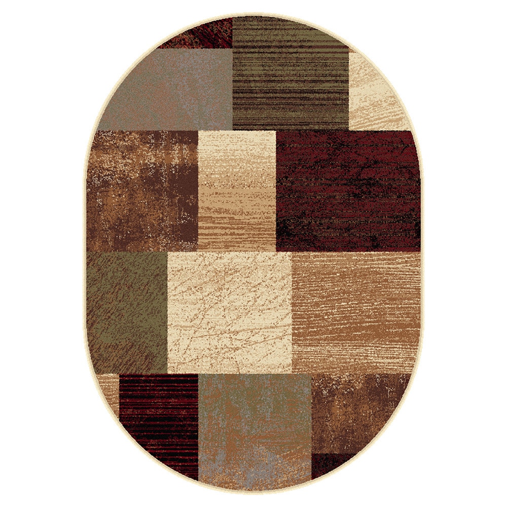 Rhythm 105210 Contemporary Multicolor Area Rug (53 X 73 Oval)