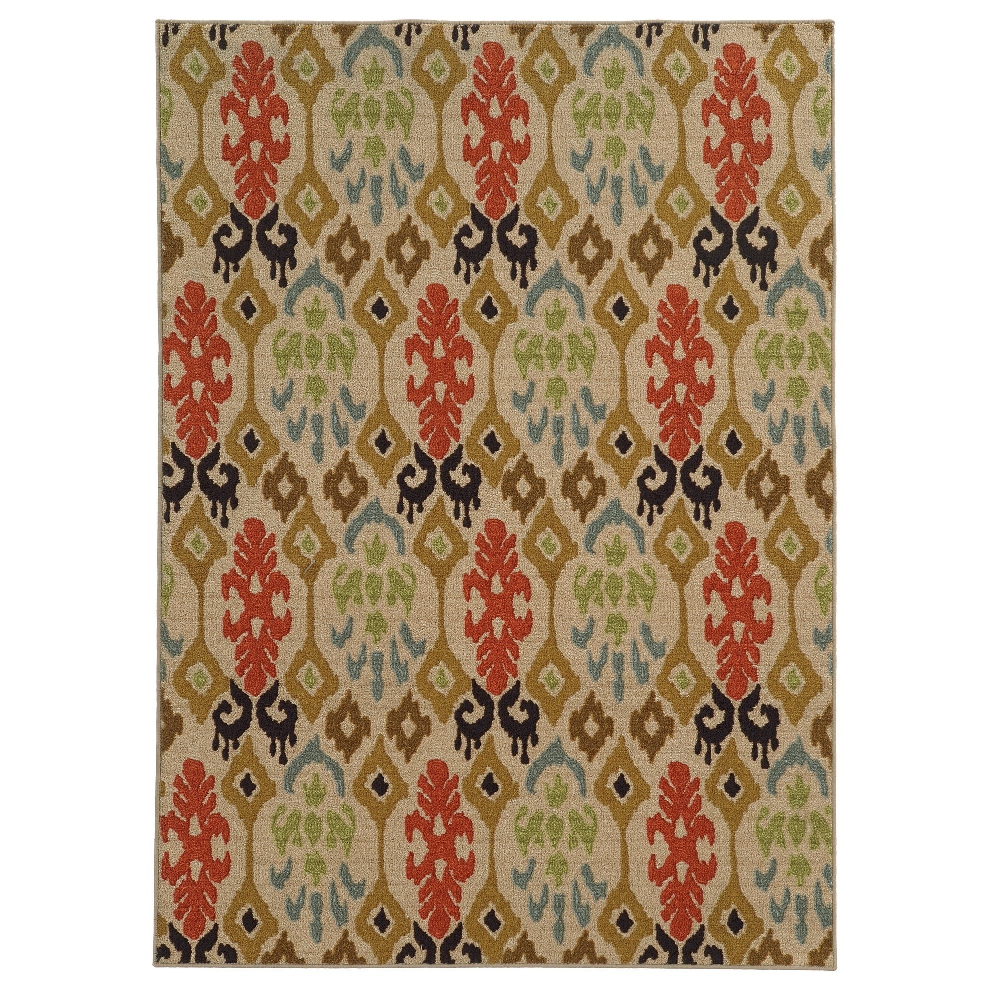 Loop Pile Ikat Design Beige/ Multi Nylon Rug (33 X 55)