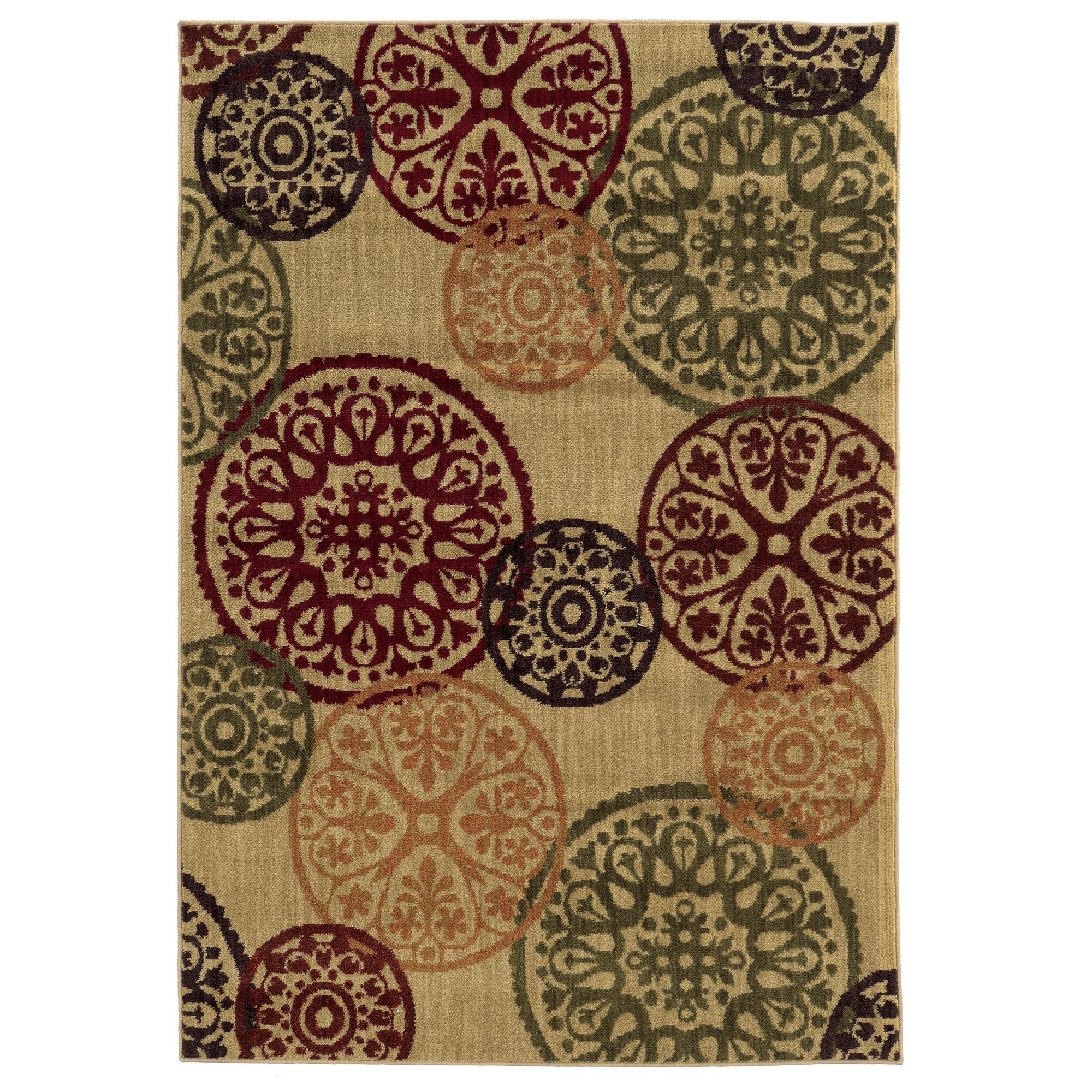 Floral Stamp Design Beige/ Multi Rug (33 X 55)