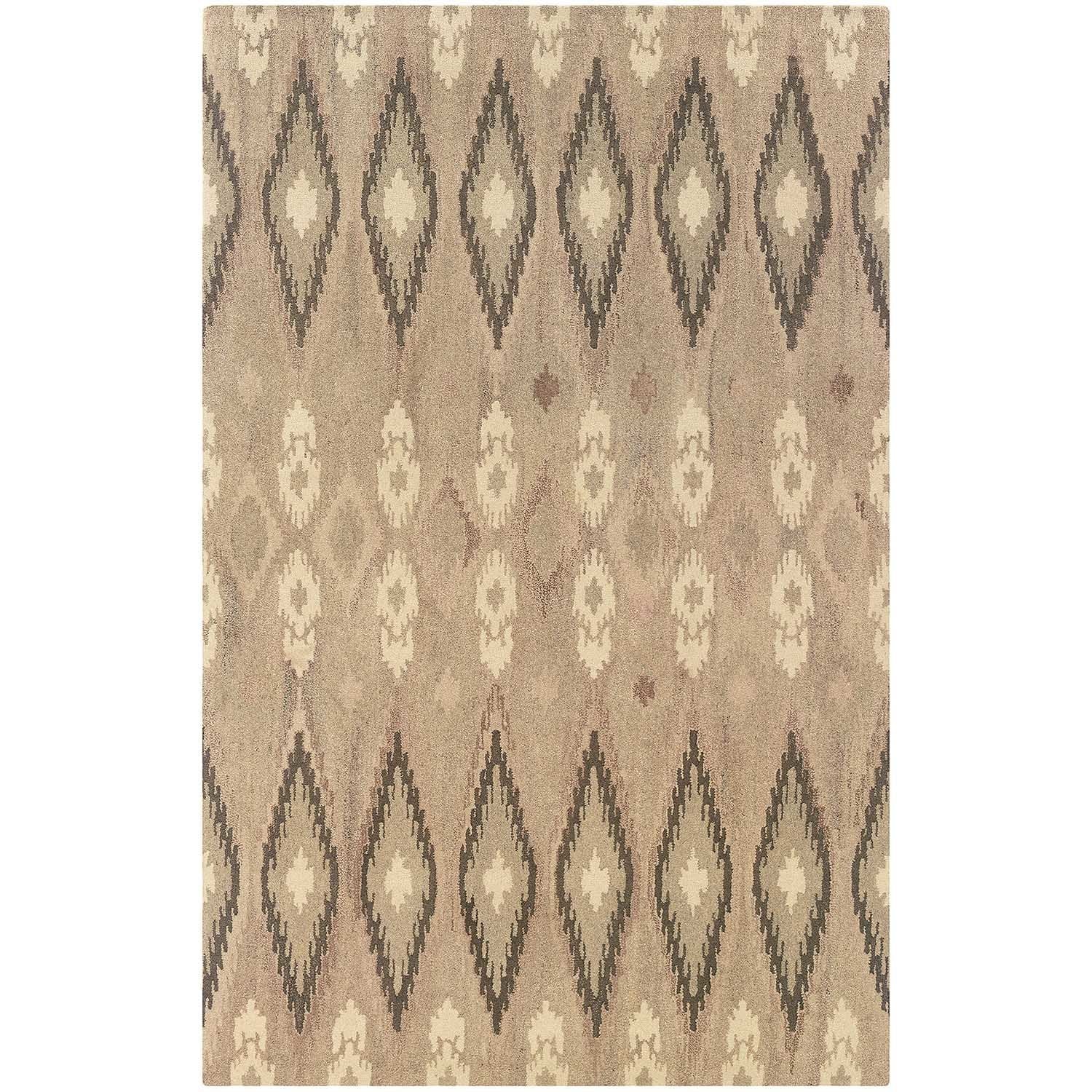 Ikat Pattern Hand made Beige/ Ivory Rug