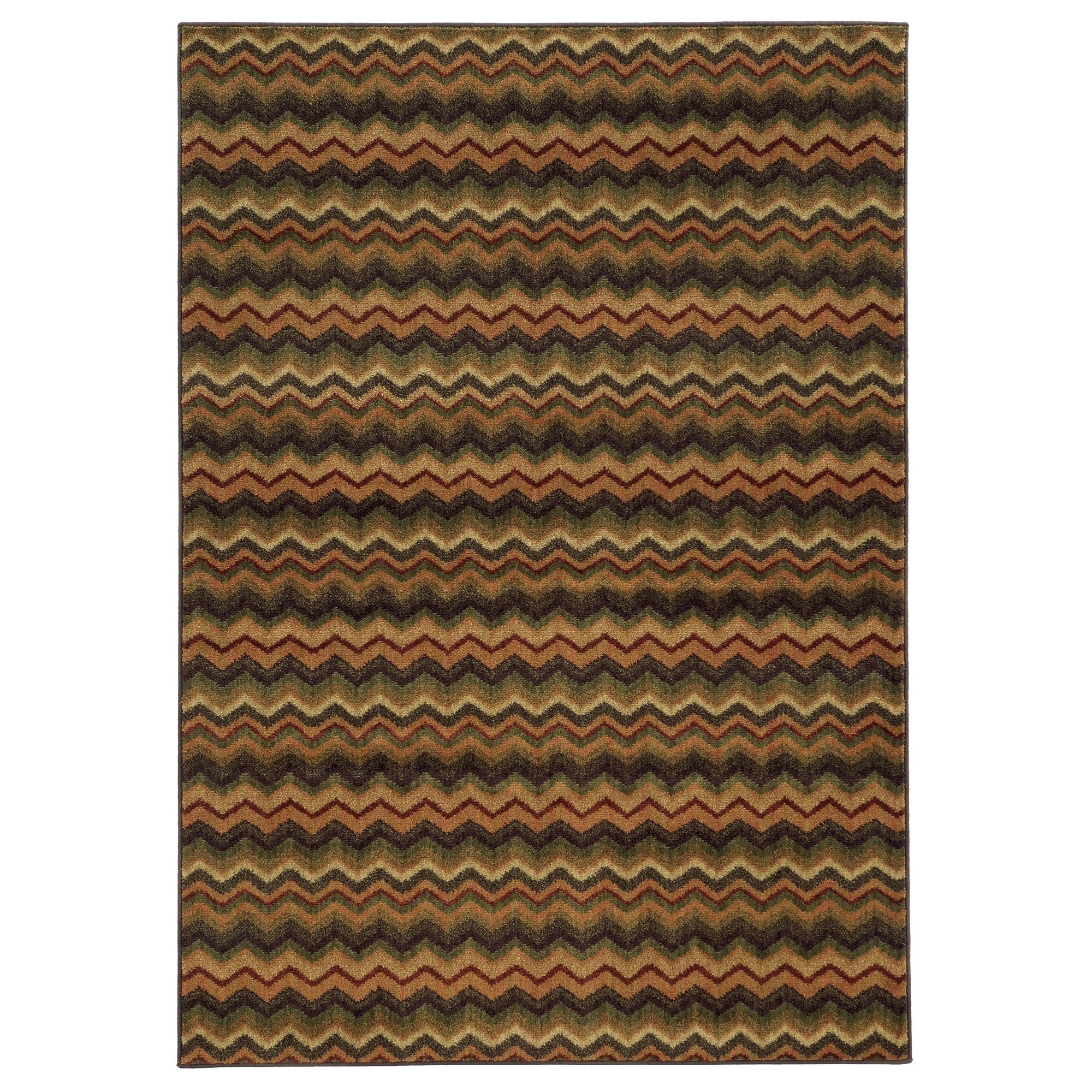 Geometric Chevron Brown/ Multi Rug (53 X 73)