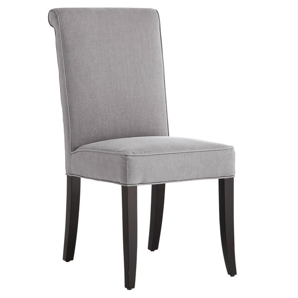 Sunpan Baron Grey Linen Dining Chairs with Tufted Back (Set of 2