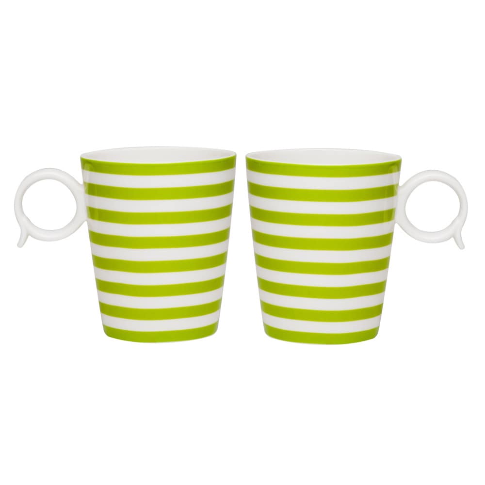 Red Vanilla Freshness Olive Lines 12 ounce Mugs (set Of 2)