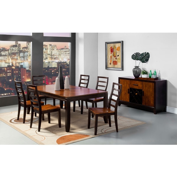 Furniture of America Isa Acacia/ Espresso 7 piece Extending Dining