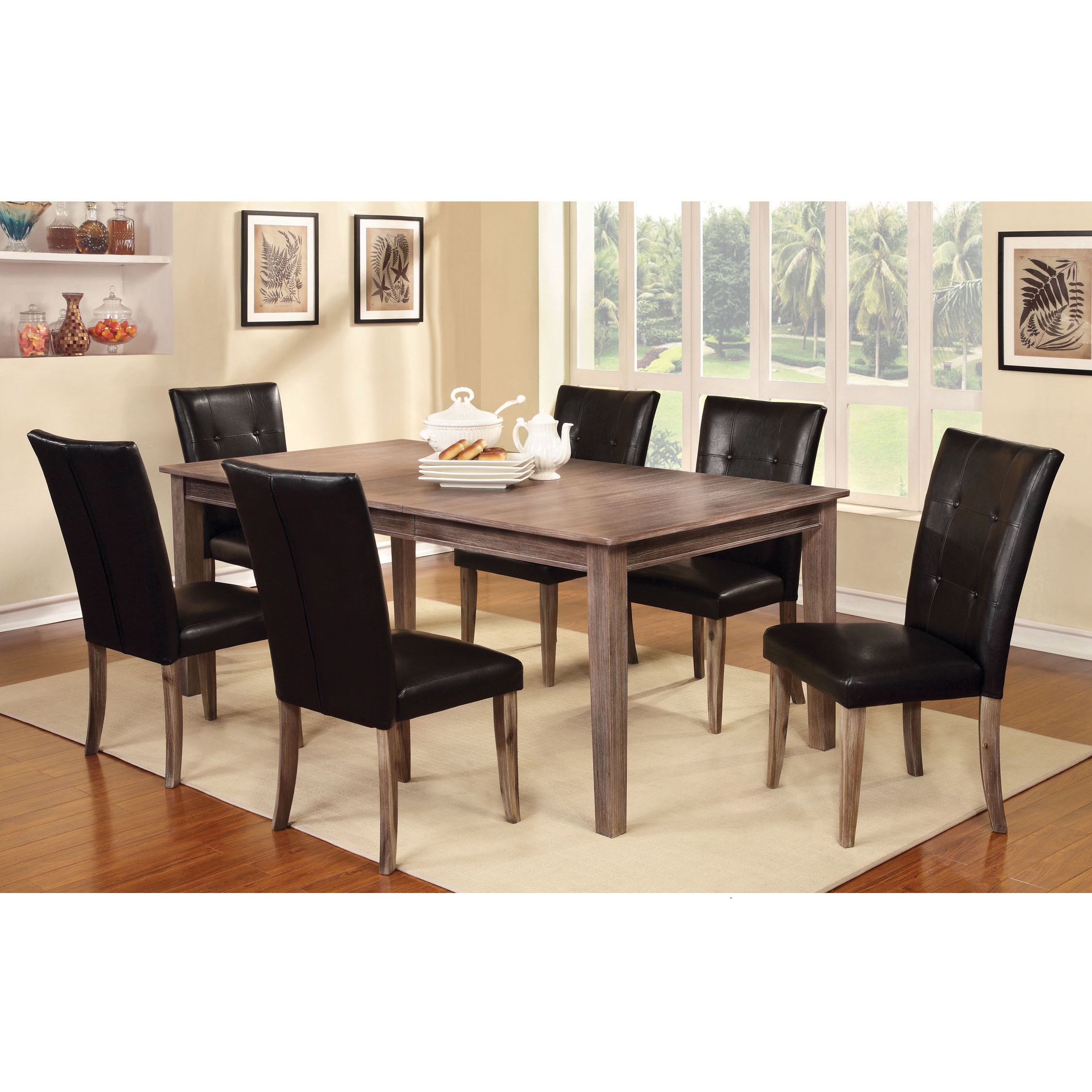 Furniture Of America Furniture Of America Edge 9 piece Dining Set With Extension Table, Wire Brushed Oak Oak Size 9 Piece Sets