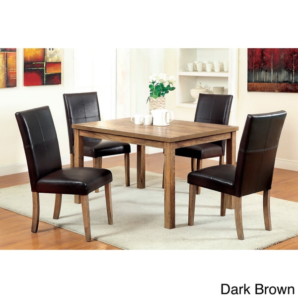 Furniture of America Seline Weathered Elm 5 piece 48 inch Table Dining Set Furniture of America Dining Sets