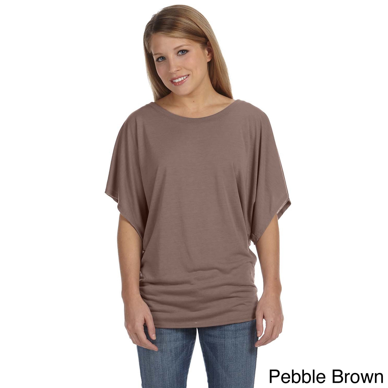Bella Bella Womens Draped Sleeve Dolman T shirt Brown Size XL (16)