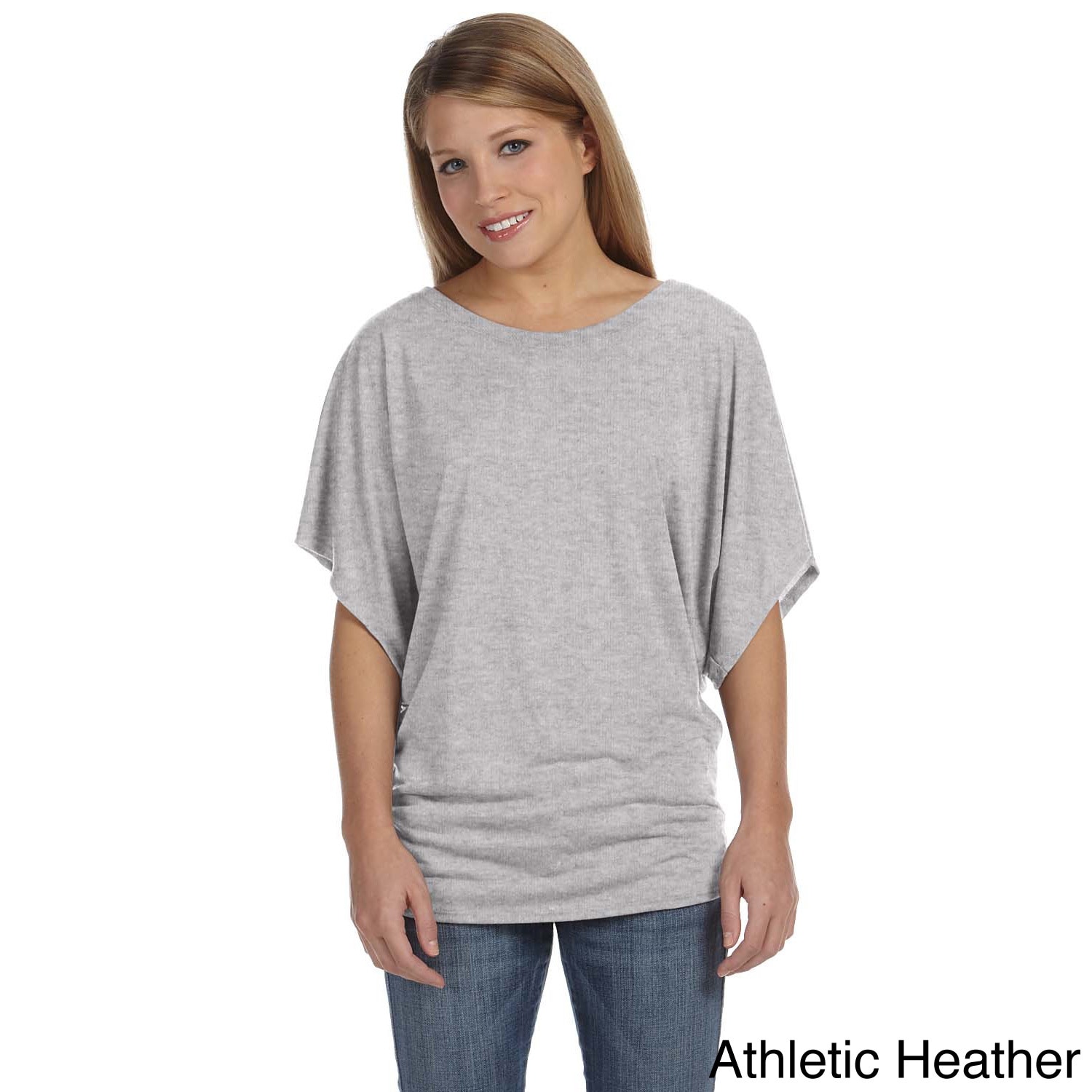 Bella Womens Draped Sleeve Dolman T shirt