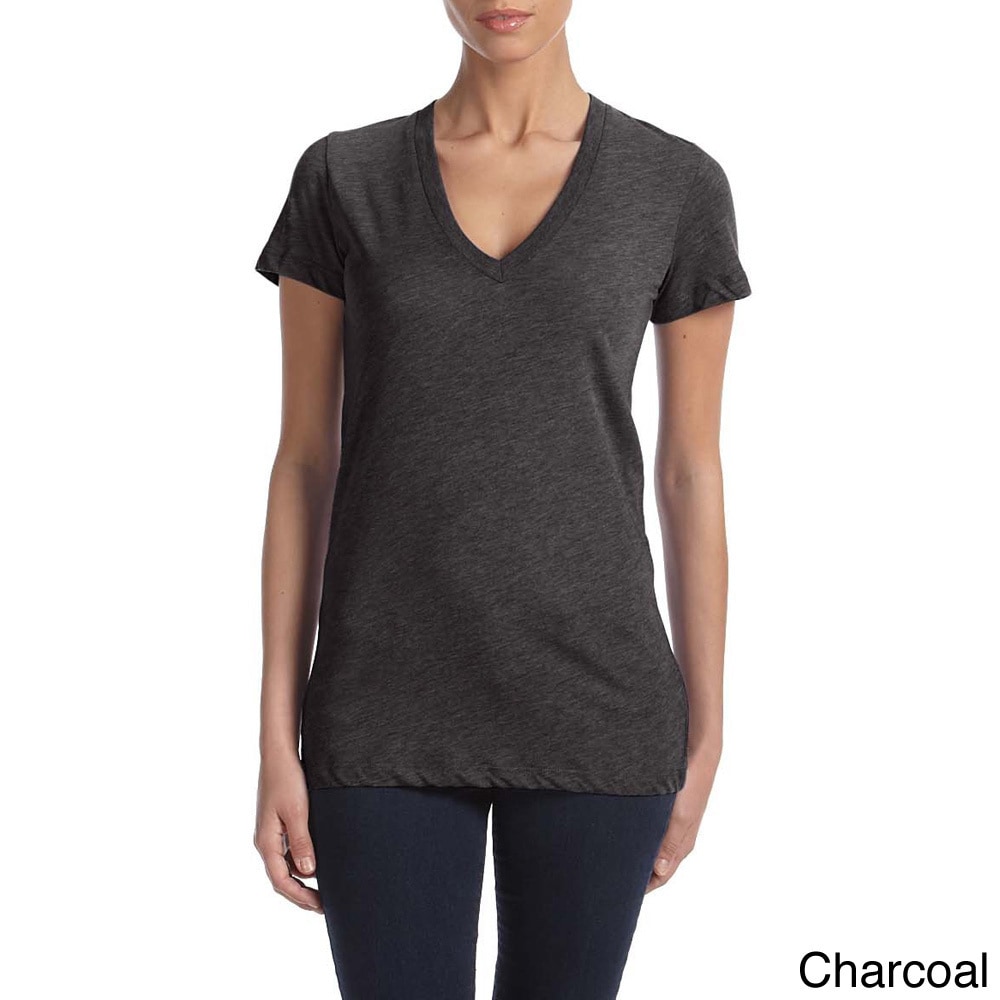 Bella Bella Womens Triblend Deep V neck T shirt Grey Size XXL (18)