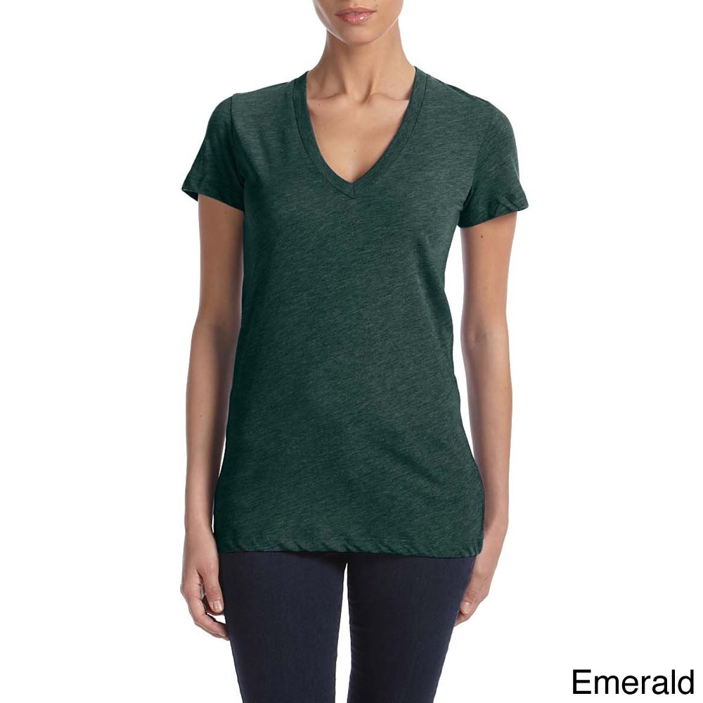 Bella Bella Womens Triblend Deep V neck T shirt Green Size XXL (18)