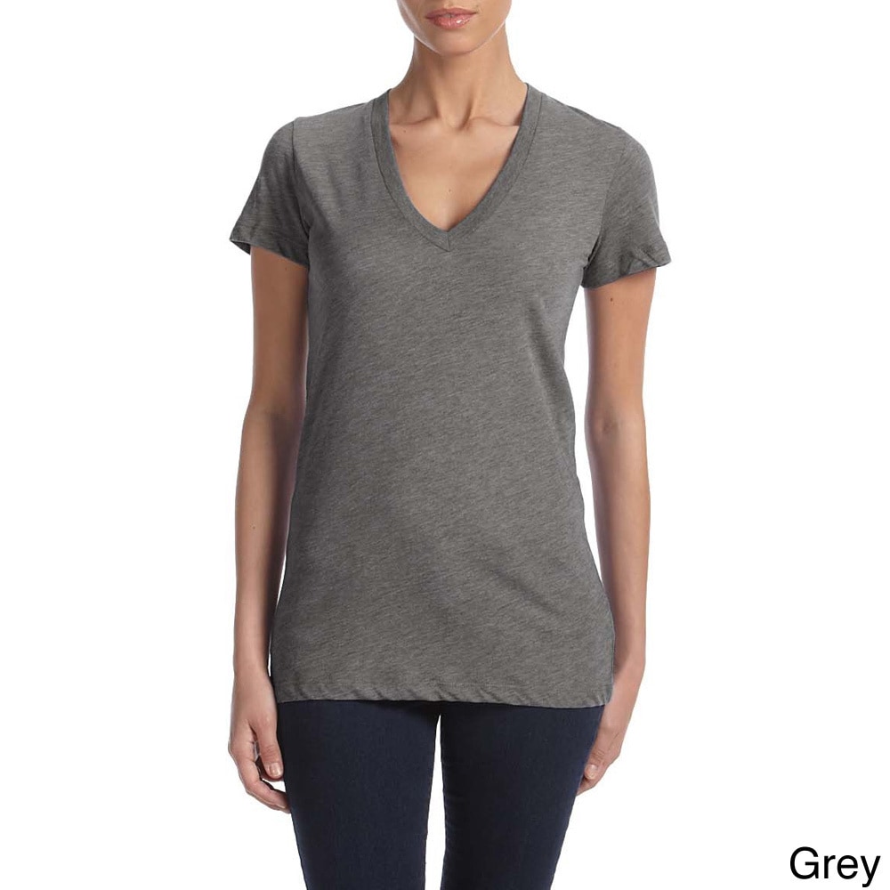 Bella Bella Womens Triblend Deep V neck T shirt Grey Size XXL (18)