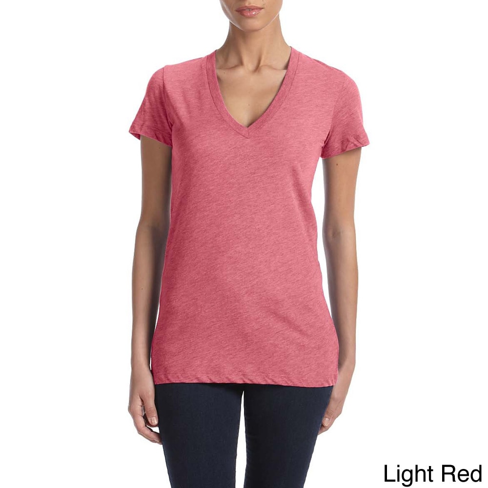 Bella Bella Womens Triblend Deep V neck T shirt Red Size XXL (18)