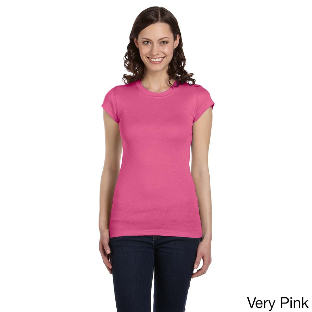 Bella Bella Womens Longer Length Crew Neck T shirt Pink Size M (8  10)